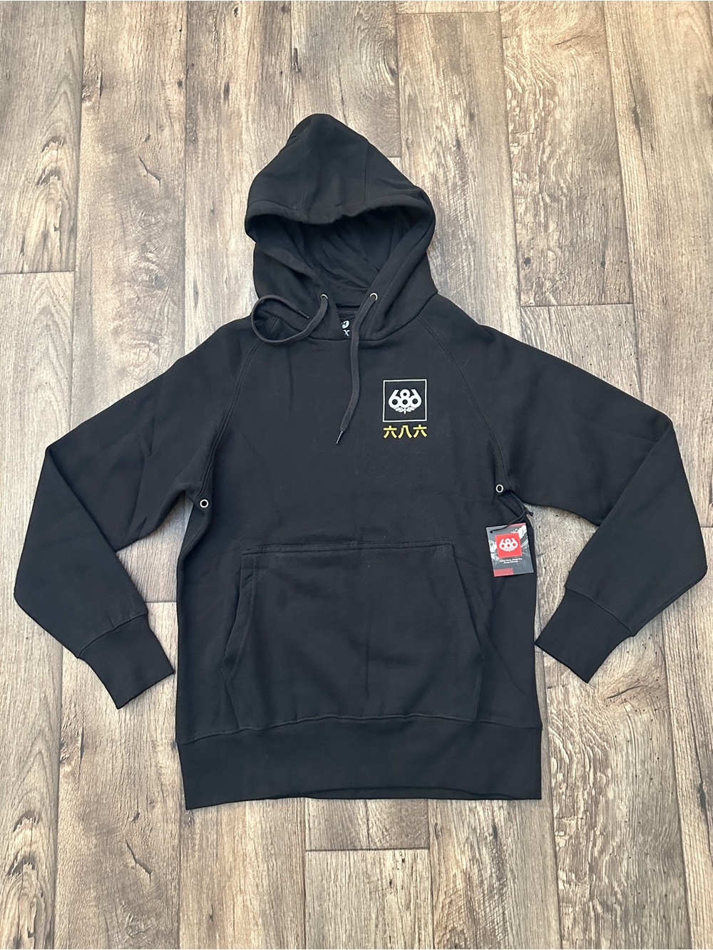 686 Logo Graphic Cotton Blend Hooded Casual Pullover Men’s Size M Black